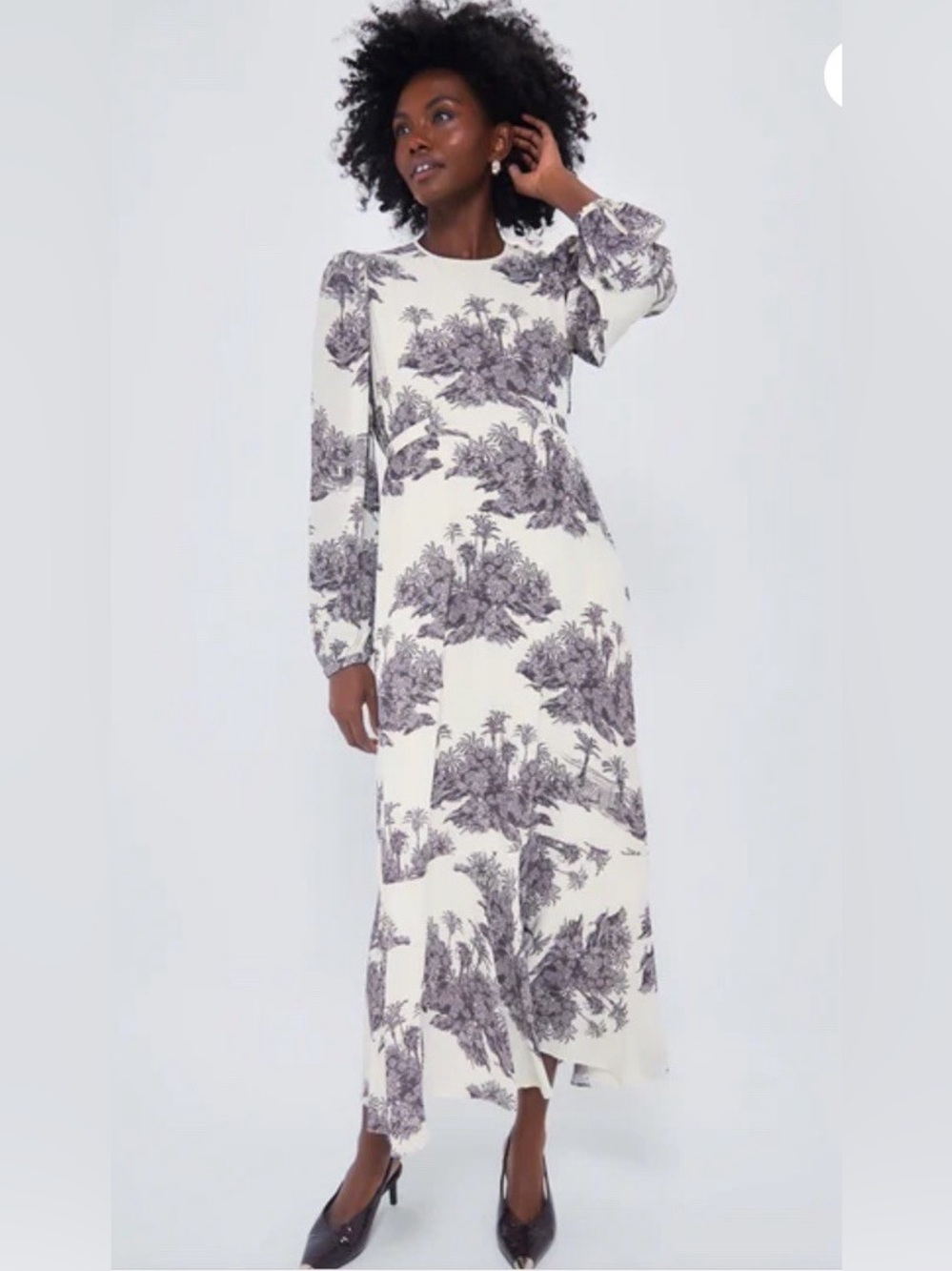 Tuckernuck x India Hicks toile print long-sleeve maxi dress in cream and black